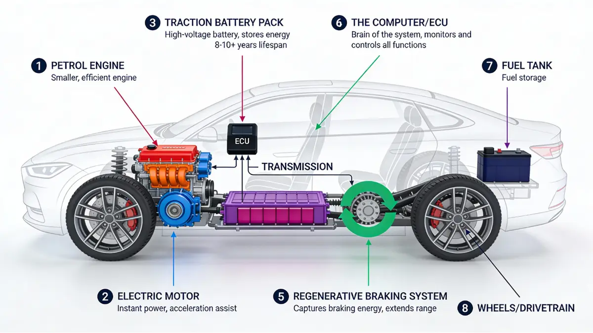 hybrid car main parts